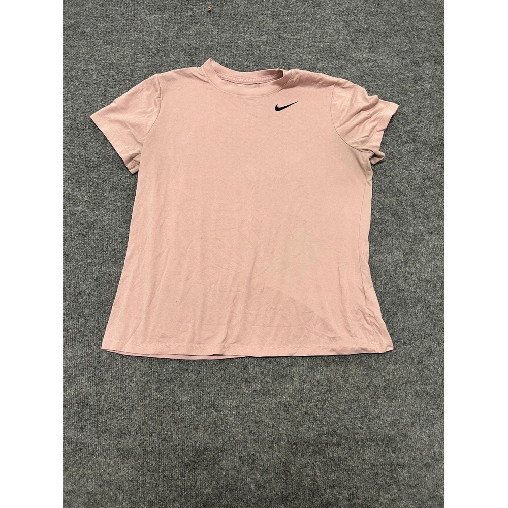 Nike T-Shirt Womens Size L Pink Dri-Fit Short Sleeve Athletic Training Swoosh